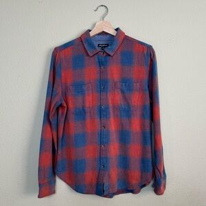 Flags & Anthem top men medium 100% cotton long sleeve button down plaid flannel